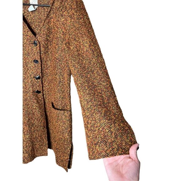 Vintage F.L Malik Tweed Long Line Coat Size M - Picture 3 of 9